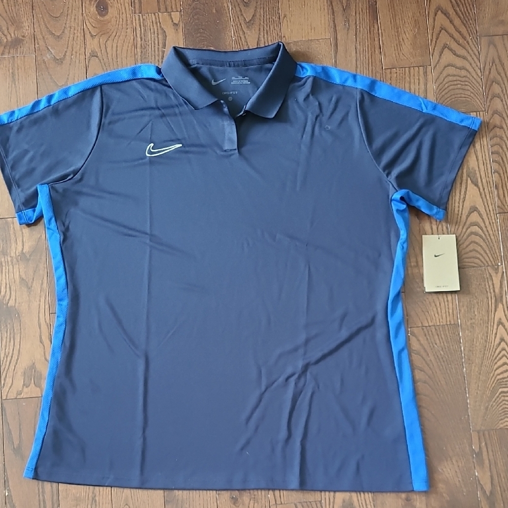 Nike Women's Navy and Blue Short Sleeve Polo Jersey